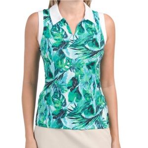 TOMMY BAHAMA Womens Active Golf Tropical Collar Sleeveless Shirt Size Large